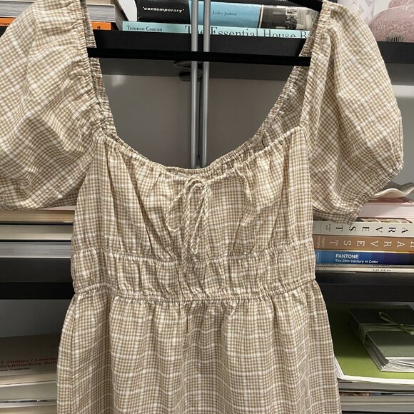 gingham puff sleeve dress - Picture 2 of 4